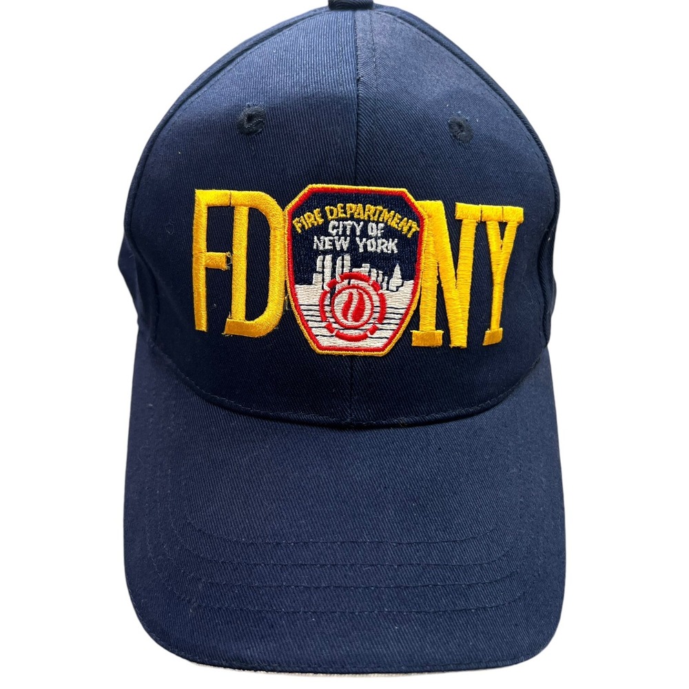 FDNY Fire Department Hat Mens Adjustable Blue Embroidered 911 Baseball Vintage